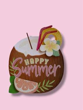 Happy Summer Coconut Drink Decorative Wall Sign